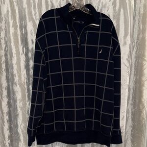 Nautica Navy Grid Quarter-Zip Pullover Sweater Men’s Size XXL 🔥 P1